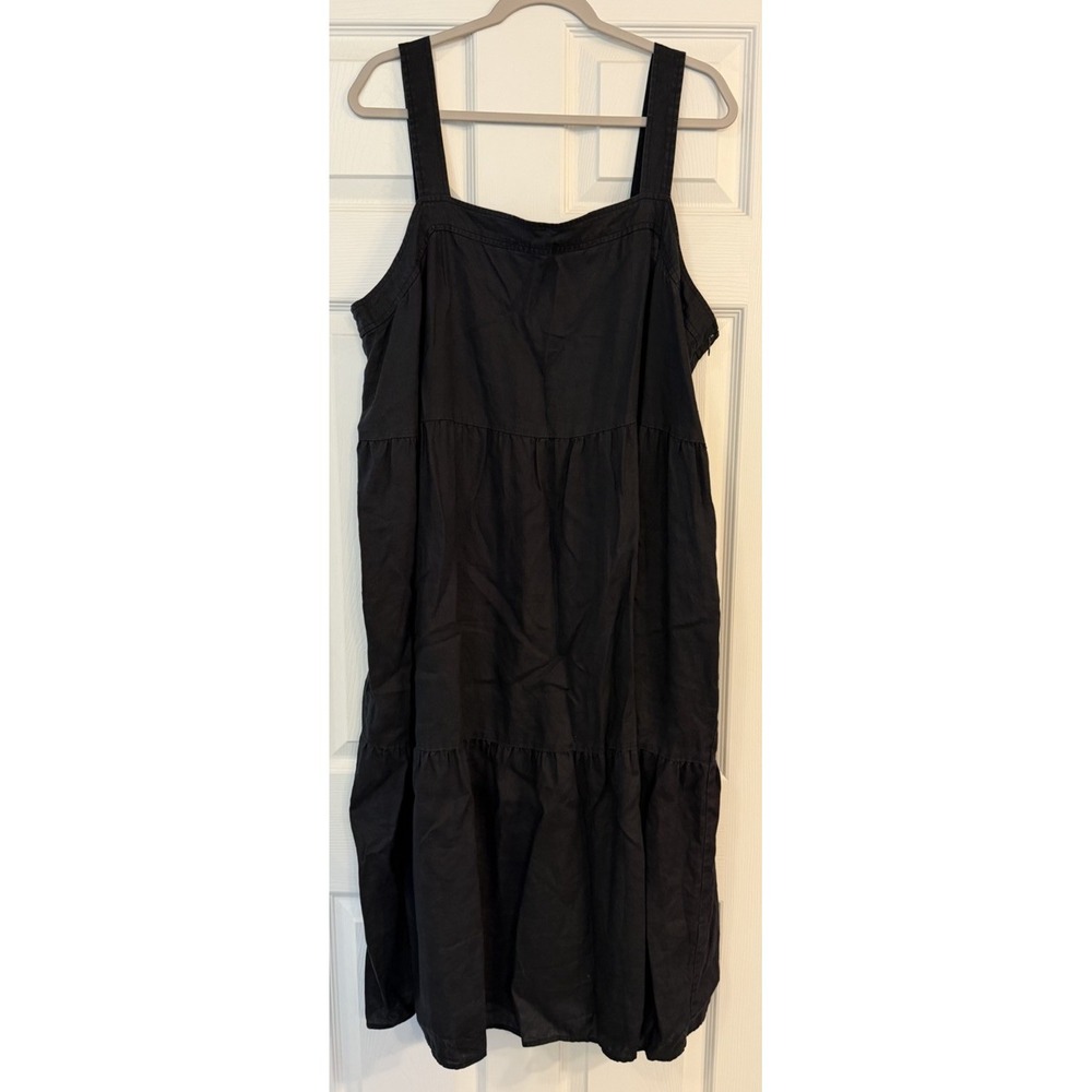 Eileen Fisher Black Tiered Midi Dress